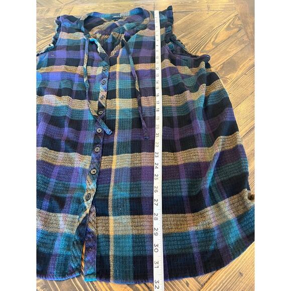 Torrid Plaid Academia Cottage Hobbit Top Women 3 Peasant Dark Business Casual - Picture 5 of 8